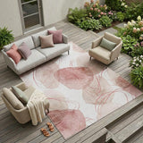 8' X 10' Merlot and Ivory Abstract Washable Non Skid Indoor Outdoor Area Rug