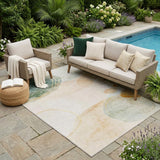 5' X 8' Beige And Green Abstract Washable Indoor Outdoor Area Rug