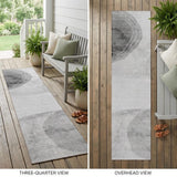 8' Runner Gray and Light Gray Abstract Washable Non Skid Indoor Outdoor Runner Rug