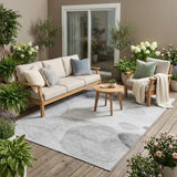 5' X 8' Gray and Light Gray Abstract Washable Non Skid Indoor Outdoor Area Rug