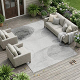 8' X 10' Gray and Light Gray Abstract Washable Non Skid Indoor Outdoor Area Rug