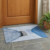 3' X 5' Blue Gray and Black Abstract Washable Non Skid Indoor Outdoor Area Rug