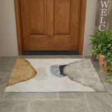 2' X 3' Tan Brown and Gray Abstract Washable Non Skid Indoor Outdoor Area Rug