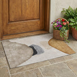 3' X 5' Tan Brown and Gray Abstract Washable Non Skid Indoor Outdoor Area Rug