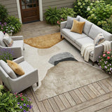 8' X 10' Tan Brown and Gray Abstract Washable Non Skid Indoor Outdoor Area Rug