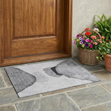 2' X 3' Gray and Black Abstract Washable Non Skid Indoor Outdoor Area Rug