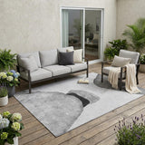 5' X 8' Gray and Black Abstract Washable Non Skid Indoor Outdoor Area Rug