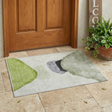 2' X 3' Green Black and Gray Abstract Washable Non Skid Indoor Outdoor Area Rug