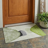 3' X 5' Green Black and Gray Abstract Washable Non Skid Indoor Outdoor Area Rug