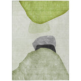 5' X 8' Green Black and Gray Abstract Washable Non Skid Indoor Outdoor Area Rug