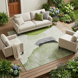 8' X 10' Green Black and Gray Abstract Washable Non Skid Indoor Outdoor Area Rug