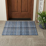3' X 5' Blue Plaid Washable Non Skid Indoor Outdoor Area Rug