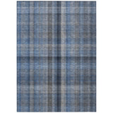 3' X 5' Blue Plaid Washable Non Skid Indoor Outdoor Area Rug