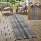 8' Runner Gray Plaid Washable Non Skid Indoor Outdoor Runner Rug