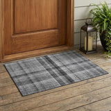 3' X 5' Gray Plaid Washable Non Skid Indoor Outdoor Area Rug