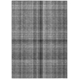 5' X 8' Gray Plaid Washable Non Skid Indoor Outdoor Area Rug