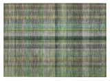 2' X 3' Green Beige and Gray Plaid Washable Non Skid Indoor Outdoor Area Rug