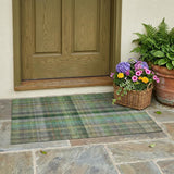 3' X 5' Green Plaid Washable Non Skid Indoor Outdoor Area Rug