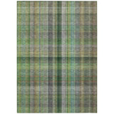 8' X 10' Green Plaid Washable Non Skid Indoor Outdoor Area Rug