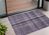 2' X 3' Purple Plaid Washable Non Skid Indoor Outdoor Area Rug