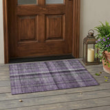 2' X 3' Purple Plaid Washable Non Skid Indoor Outdoor Area Rug