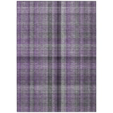 8' X 10' Purple Plaid Washable Non Skid Indoor Outdoor Area Rug