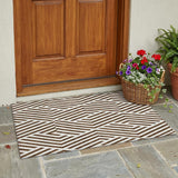 2' X 3' Brown and White Geometric Washable Non Skid Indoor Outdoor Area Rug