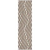 8' Runner Brown and White Geometric Washable Non Skid Indoor Outdoor Runner Rug