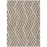 3' X 5' Brown and White Geometric Washable Non Skid Indoor Outdoor Area Rug