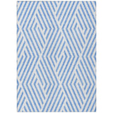 8' X 10' Blue and Ivory Geometric Washable Non Skid Indoor Outdoor Area Rug