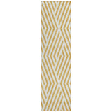 8' Runner Gold and White Geometric Washable Non Skid Indoor Outdoor Runner Rug