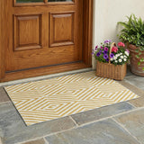 3' X 5' Gold and White Geometric Washable Non Skid Indoor Outdoor Area Rug
