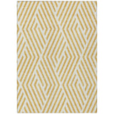 5' X 8' Gold and White Geometric Washable Non Skid Indoor Outdoor Area Rug