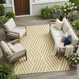 8' X 10' Gold and White Geometric Washable Non Skid Indoor Outdoor Area Rug