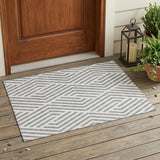 3' X 5' Gray and Ivory Geometric Washable Non Skid Indoor Outdoor Area Rug