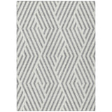 5' X 8' Gray and Ivory Geometric Washable Non Skid Indoor Outdoor Area Rug