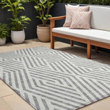 8' X 10' Gray And Ivory Geometric Washable Indoor Outdoor Area Rug