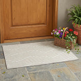 2' X 3' Beige and Ivory Geometric Washable Non Skid Indoor Outdoor Area Rug