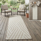8' Runner Beige and Ivory Geometric Washable Non Skid Indoor Outdoor Runner Rug