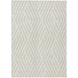 3' X 5' Beige And Ivory Geometric Washable Indoor Outdoor Area Rug
