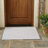 2' X 3' Lavender and Ivory Geometric Washable Non Skid Indoor Outdoor Area Rug