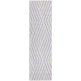 8' Runner Lavender and Ivory Geometric Washable Non Skid Indoor Outdoor Runner Rug