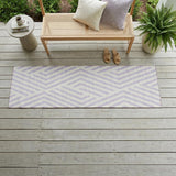 8' Runner Lavender and Ivory Geometric Washable Non Skid Indoor Outdoor Runner Rug