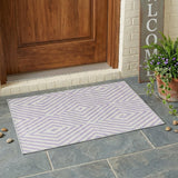 3' X 5' Lavender and Ivory Geometric Washable Non Skid Indoor Outdoor Area Rug