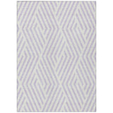 5' X 8' Lavender and Ivory Geometric Washable Non Skid Indoor Outdoor Area Rug