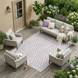 8' X 10' Lavender and Ivory Geometric Washable Non Skid Indoor Outdoor Area Rug