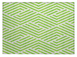 2' X 3' Lime Green and White Geometric Washable Non Skid Indoor Outdoor Area Rug