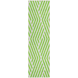 8' Runner Lime Green and White Geometric Washable Non Skid Indoor Outdoor Runner Rug