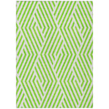 5' X 8' Lime Green and White Geometric Washable Non Skid Indoor Outdoor Area Rug
