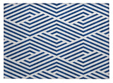 2' X 3' Navy and White Geometric Washable Non Skid Indoor Outdoor Area Rug